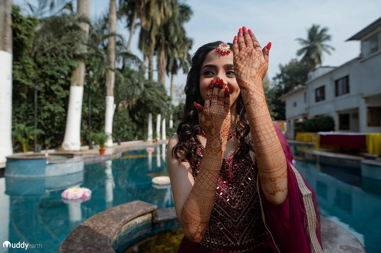 Mehendi ceremony captured for an Indian wedding album.