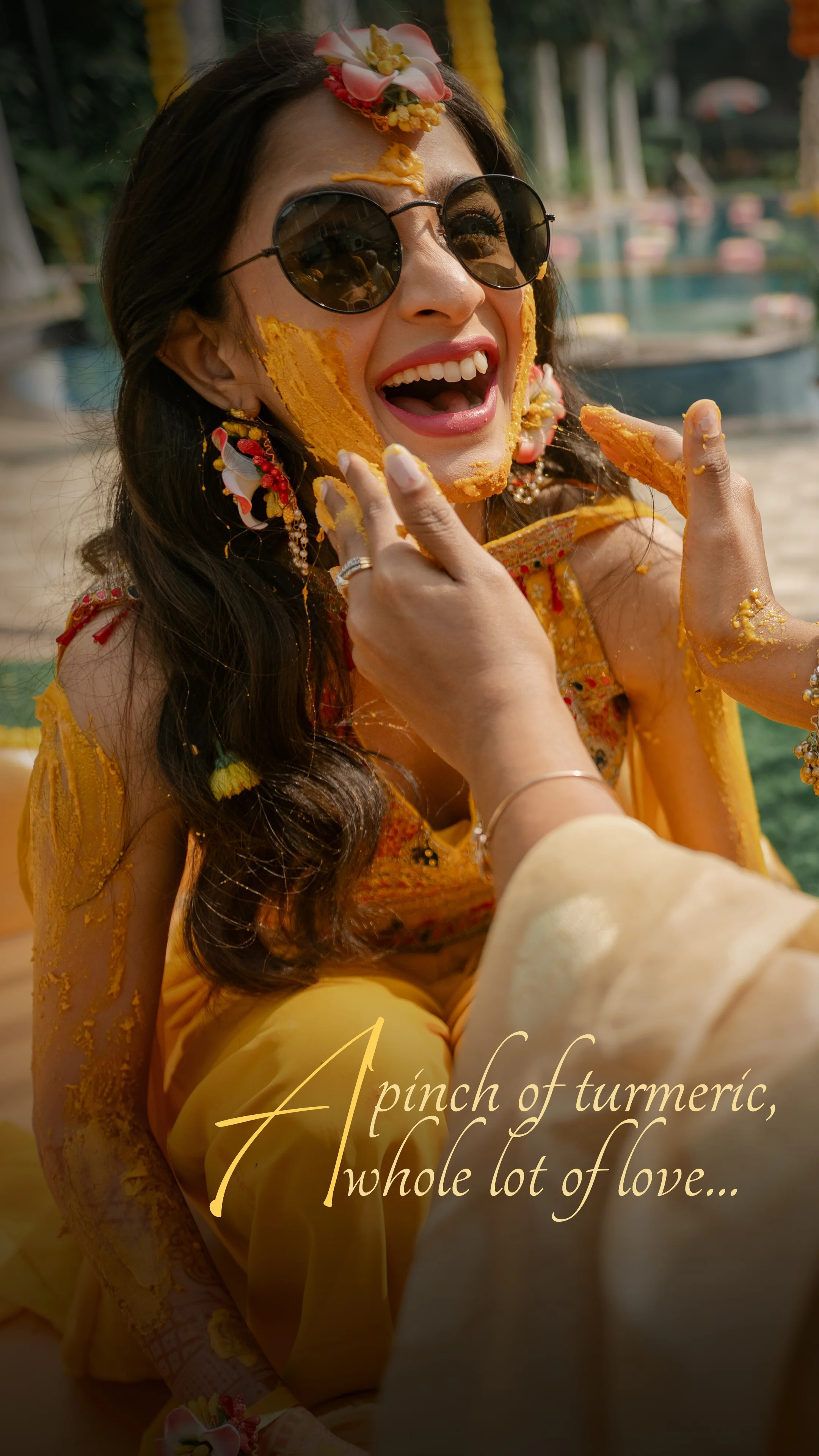Colorful haldi celebration photography