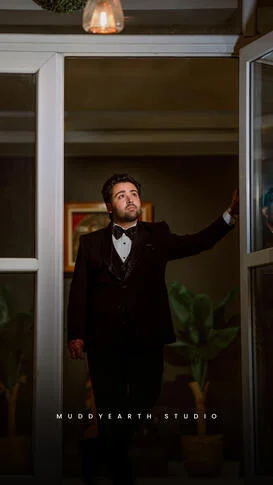 Stylish groom portrait captured by Kolkata wedding photographer