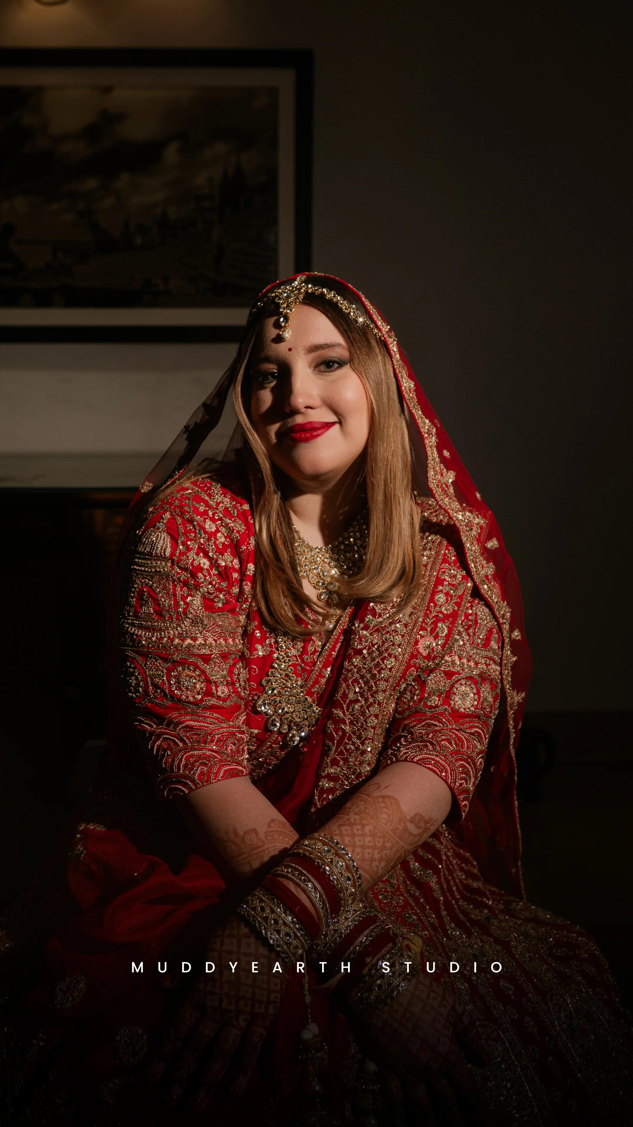 Elegant bridal portrait during an Indian wedding in Varanasi