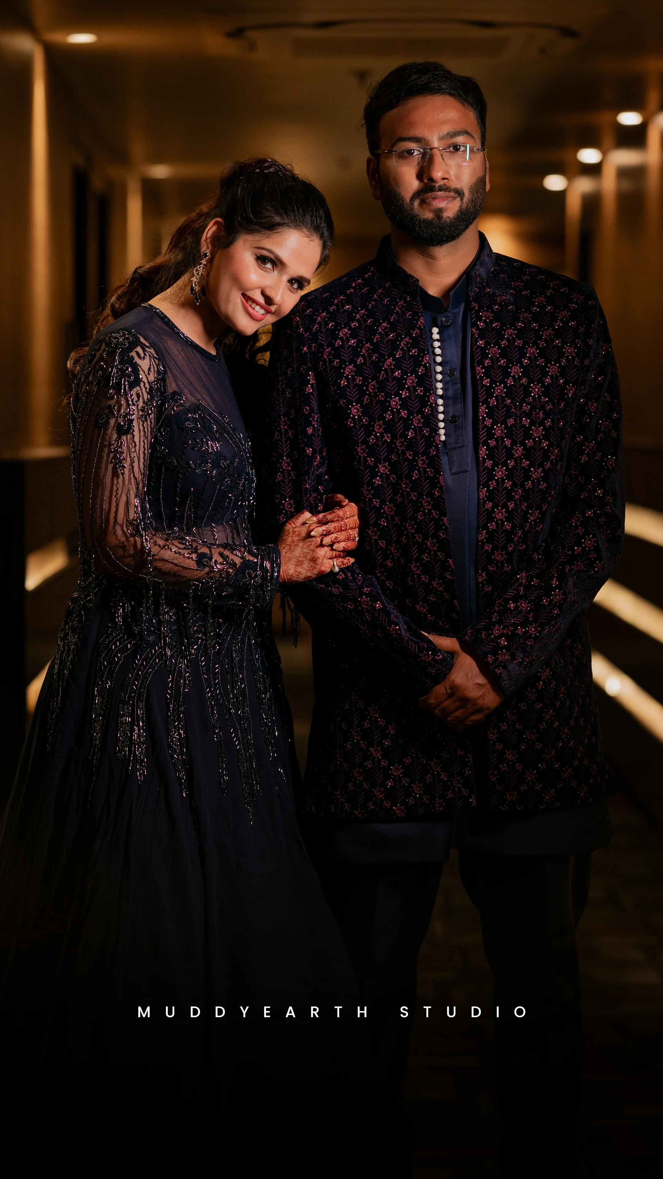 Bride and groom portrait during a luxury wedding in Varanasi